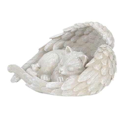 JOINPAYA Resin Katzen Gedenkstein Angel Cat Memorial Stone Gartendekoration Wetterfest Langlebig für Garten Terrasse Wohnzimmer Erinnerungsstein Haustier Grabstein von JOINPAYA