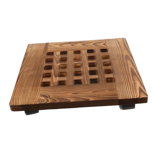 JOINPAYA Universal Wheel Blumentopf Basis Gestell für Handy, Mobiltelefon Steht Pflanze auf Rädern Rollen Pflanzen Pflanzständer mit Rad Holzblumenknopfschale Light Brown von JOINPAYA