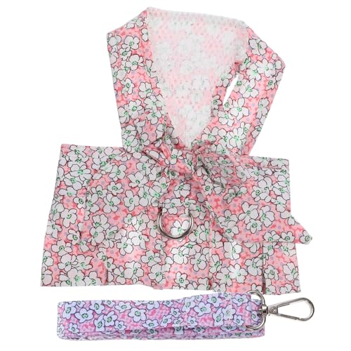 JOINPAYA Verstellbares Hundegeschirr mit Langleine Set für Kleine und Mittelgroße Hunde Atmungsaktiv Bequemes Brustgeschirr mit Floralem Kleid Design Geeignet für Welpen und Andere von JOINPAYA