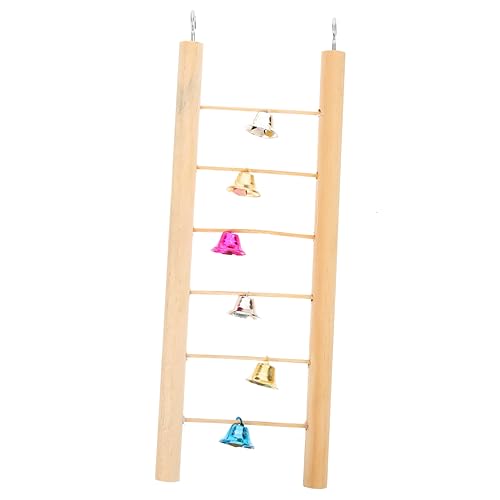 JOINPAYA Vogelkäfig Holzleiter mit Glocken Parrot Training Kletterleiter für Papageien und Sittiche Bissfeste Hängende Vogel Treppe zur Bewegung und Beschäftigung von JOINPAYA