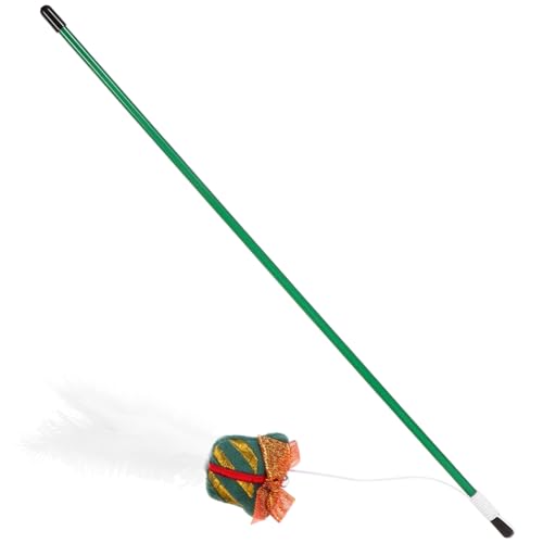 JOINPAYA Weihnachtlicher Katzenspielzeug Teaserstab mit Federglocke Kratzfest Interaktives Tragbares Katzenangel für Spielerische Katzenbindung und Stimulierende Katzenbeschäftigung von JOINPAYA