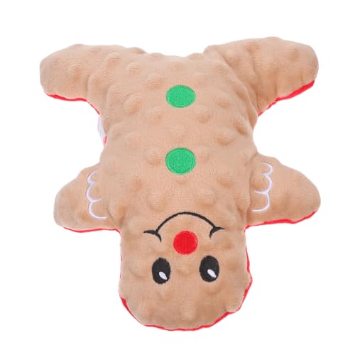 JOINPAYA Weihnachtliches Hundespielzeug Lebkuchenmann Quietschendes Langlebiges Kauspielzeug aus Plüsch Geeignet als Geschenk für Mittelgroße und Kleine Hunde Robustes Beißspielzeug für von JOINPAYA