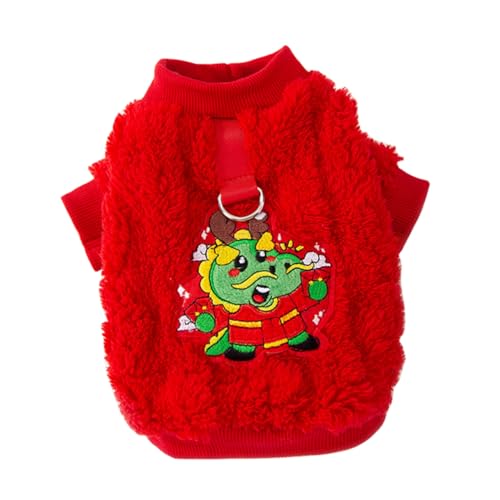 JOINPAYA Winter Hundepullover mit Niedlichem Chinesischem Drachenmuster Warmes Bequemes Hundekostüm für Welpen Waschbare und Wiederverwendbare Haustierjacke Festliche Hundebekleidung für von JOINPAYA