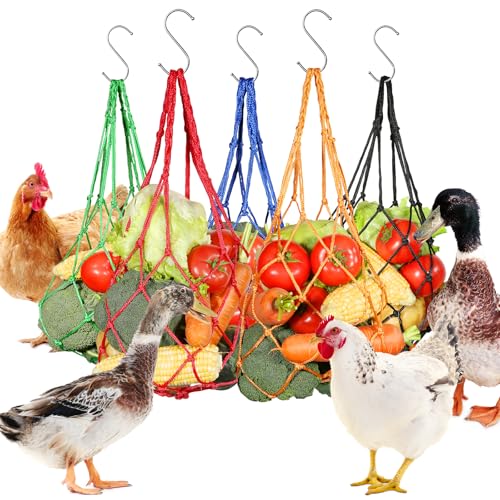JOINSI Futterspender zum Aufhängen von Hühnern, Gemüse, Hühnern, Obst, Schnur, Kohl-Leckerli-Futterwerkzeug mit S-Haken, Spielzeug für Geflügel, Hühner, Ente, große Vögel, 5 Stück JOINSI Futterspender zum Aufhängen von Hühnern, Gemüse, Hühnern, Obst, Schnur, Kohl-Leckerli-Futterwerkzeug mit S-Haken, Spielzeug für Geflügel, Hühner, Ente, große Vögel, 5 Stück von JOINSI