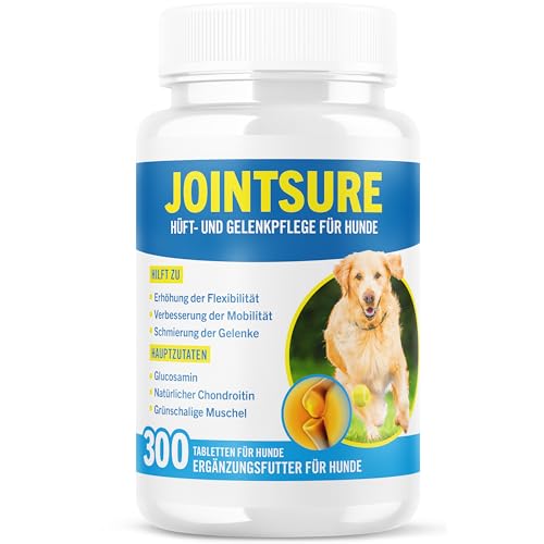 JOINTSURE Gelenktabletten Hund Premium Gelenk Kapseln, 300 Tabletten mit Glucosamin, Gelenkpulver & Grünlippmuscheln, für verbesserte Mobilität & Gelenkgesundheit bei Hunden von JOINTSURE
