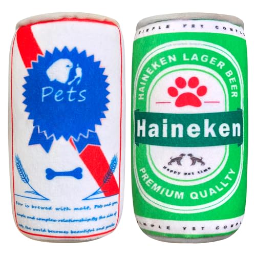 JOJHDR Plüsch-Hundespielzeug, quietschend, lustiges Getränk-Parodie, Bier-Hundespielzeug, Kombinationspaket und niedlich, cooles Stoff-Hundespielzeug, Simulationsspielzeug #01C (2er-Pack) von JOJHDR