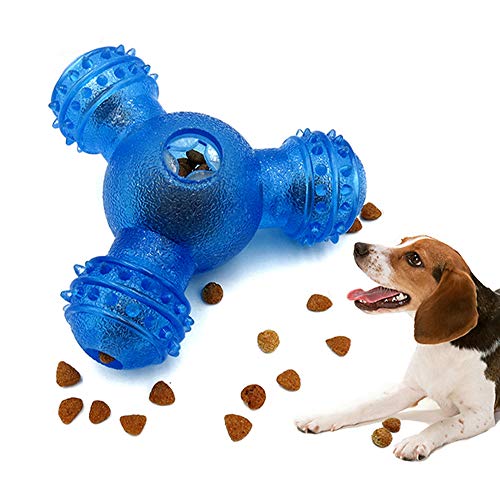 JOJYO Hundeball,Futterball für Hunde mit 3 Löchern zum Füttern und zur Zahnreinigung und zum IQ-Training für Kleine Mittelgroße Hunde (Blau) von JOJYO