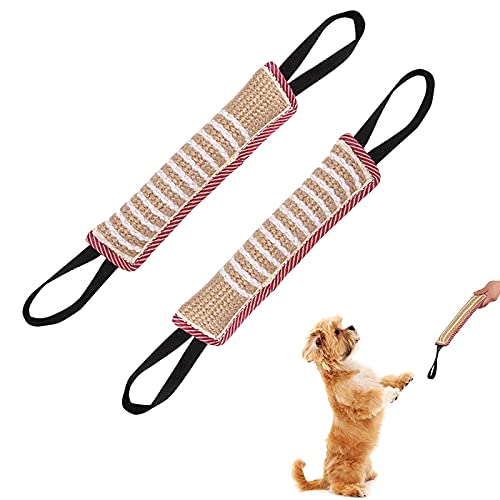 JOKILY Zerrspielzeug für Hunde, 2 Stück Beißwurst Mit 2 Griff, Jute Beißwurst Training, Unzerstörbares Hundespielzeug, Robustes Zubehör von JOKILY