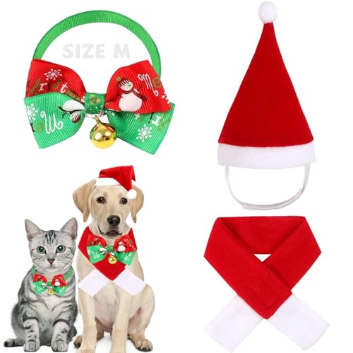 3 Stück Weihnachtskostüm für Katzen, Katzenbekleidung, Weihnachtsmann-Mütze, Schal, Geweih, Mütze Kostüme für Hunde, Katzen, Welpen, Geschenk 3 Stück Weihnachtskostüm für Katzen, Katzenbekleidung, Weihnachtsmann-Mütze, Schal, Geweih, Mütze Kostüme für Hunde, Katzen, Welpen, Geschenk von JOKILY
