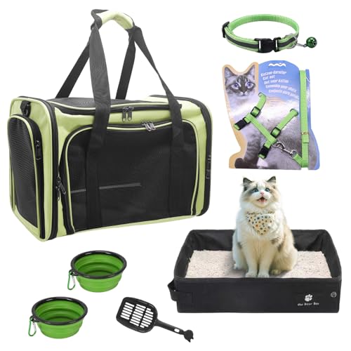 Katzentragetasche, weiche und faltbare Katzentoilette, passend für Haustiere bis zu 9 kg, 45 x 30 x 30 cm, Katzentasche für Reisen und Camping, grünes Katzen-Reise-Set Katzentragetasche, weiche und faltbare Katzentoilette, passend für Haustiere bis zu 9 kg, 45 x 30 x 30 cm, Katzentasche für Reisen und Camping, grünes Katzen-Reise-Set von JOLL JOLL