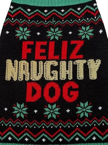 Jollidays Pets Feliz Hundepullover mit Aufschrift "Naughty Dog", Grün, Größe XS von JOLLIDAYS
