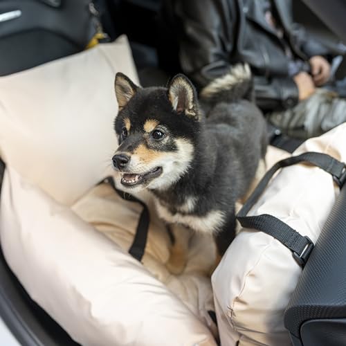 JONGEE Hunde-Autositz für kleine Hunde, abnehmbarer und waschbarer Haustiersitz mit verbessertem Reißverschluss, dickem Kissen, Sicherheitsleine und großer Aufbewahrungstasche von JONGEE