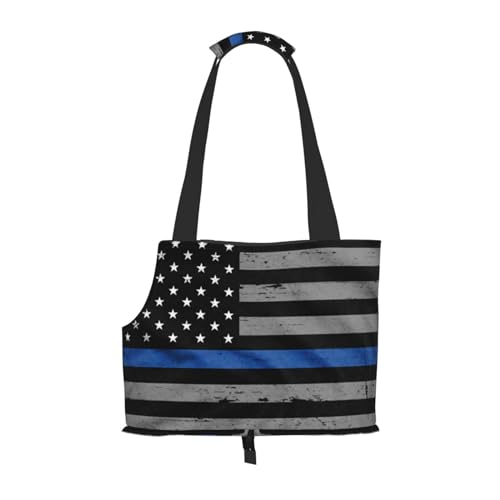 American Thin Blue Line Flag Printed Pet Portable Foldable Shoulder Bag, Ideal Choice For Small Pet Travel von JONGYA