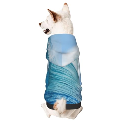 Blue Ocean Wave Bedruckter Kapuzenpullover für kleine Haustiere, atmungsaktiv und weich, geeignet für den Innen- und Außenbereich von JONGYA