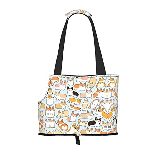 Corgi Pattern Printed Pet Portable Foldable Shoulder Bag, Ideal Choice For Small Pet Travel von JONGYA