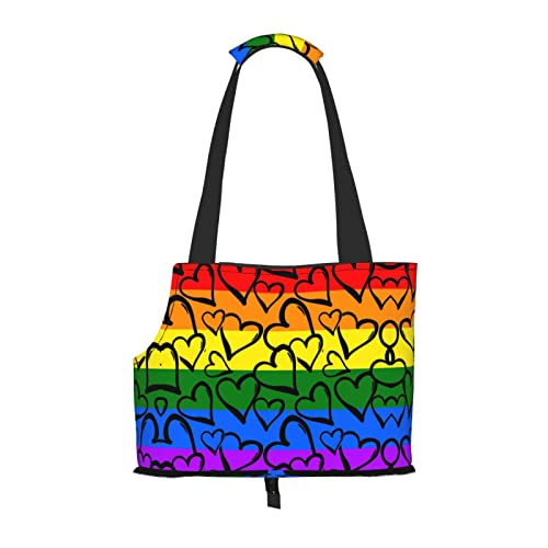 Gay Pride Umhängetasche mit Regenbogen-Muster, tragbar, faltbar, ideale Wahl für kleine Haustiere von JONGYA