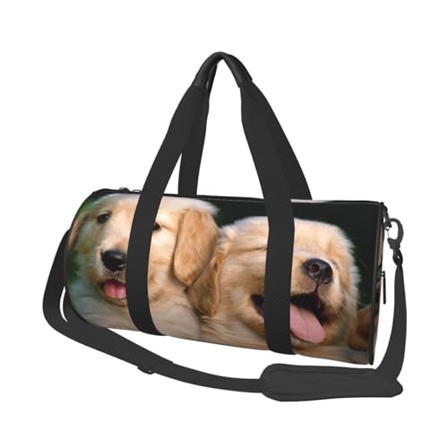 Golden Retriever Gepäcktasche für Hunde, Welpen, Haustiere, bedruckt, zylindrisch, leicht, langlebig und einfach zu tragen von JONGYA