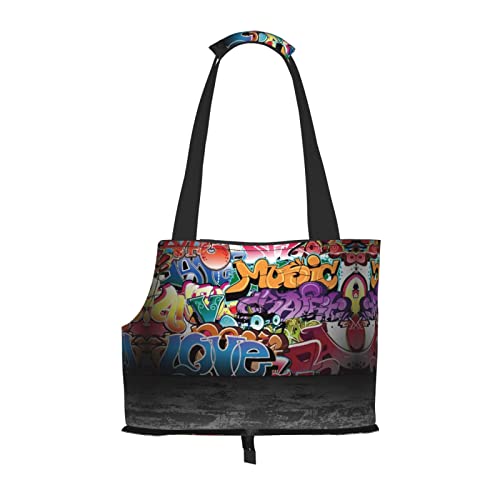 Graffiti Hip Hop Printed Pet Portable Foldable Shoulder Bag, Ideal Choice For Small Pet Travel von JONGYA
