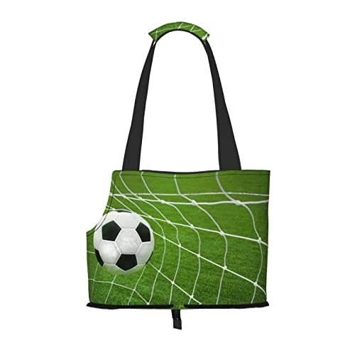 Green Grass Fußball-bedruckte Haustier-Umhängetasche, tragbar, faltbar, ideale Wahl für kleine Haustiere von JONGYA
