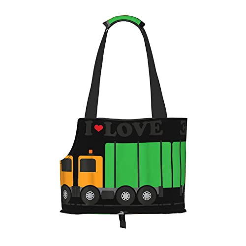 I Love Garbage Trucks bedruckte tragbare faltbare Umhängetasche, ideale Wahl für kleine Haustiere Reisen von JONGYA