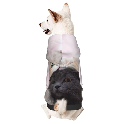 Kapuzenpullover für kleine Haustiere, bedruckt mit drei Katzen, atmungsaktiv und weich, geeignet für den Innen- und Außenbereich von JONGYA