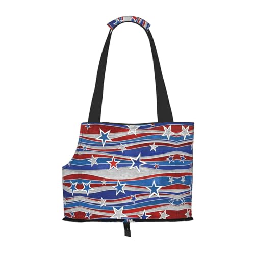 Patriotic Stars Strips Independence Day Printed Pet Portable Foldable Shoulder Bag, Ideal Choice For Small Pet Travel von JONGYA