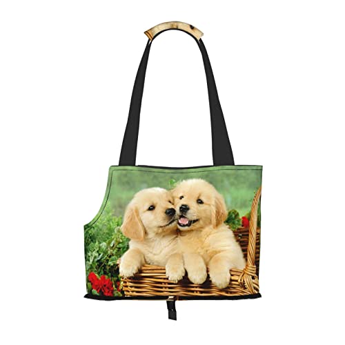 Puppy Golden Retriever bedruckte Haustier-Umhängetasche, tragbar, faltbar, ideale Wahl für kleine Haustierreisen von JONGYA