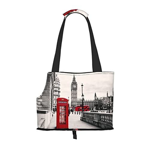 Red Phone Booth London Street Printed Pet Portable Foldable Shoulder Bag, Ideal Choice For Small Pet Travel von JONGYA