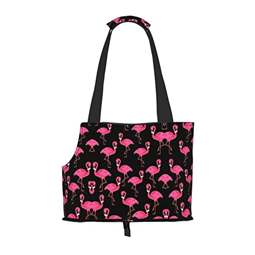 Tragbare faltbare Schultertasche mit Flamingo-Muster, ideal für Reisen mit kleinen Haustieren von JONGYA