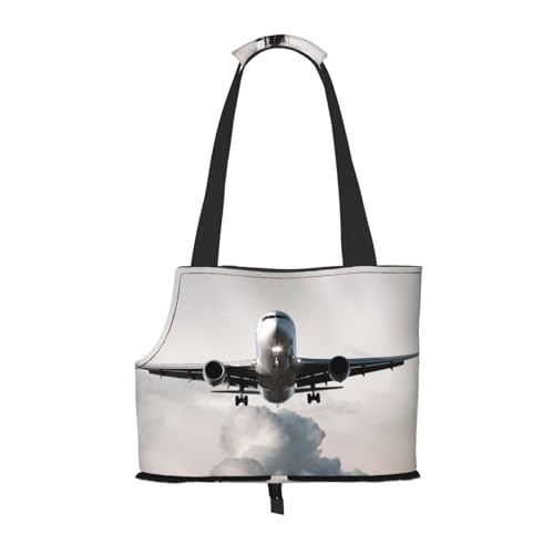 Tragbare faltbare Schultertasche mit Flugzeug-Kunstdruck, ideale Wahl für kleine Haustierreisen von JONGYA