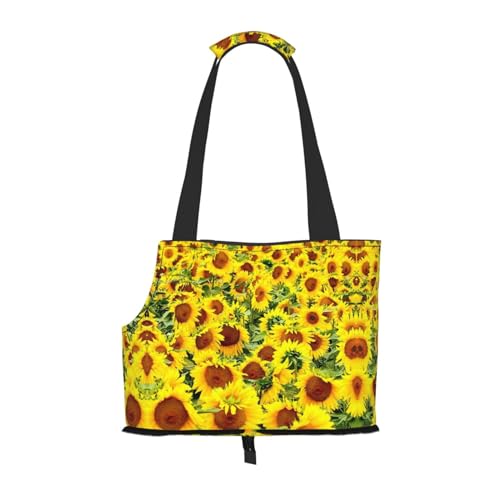 Tragbare faltbare Schultertasche mit Sonnenblumen-Motiv, ideale Wahl für kleine Haustiere von JONGYA