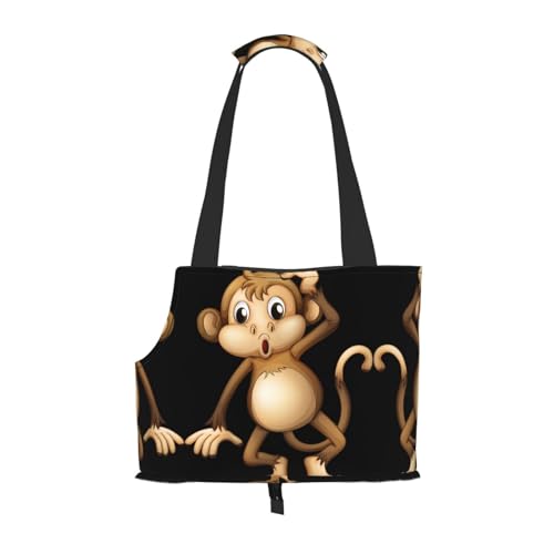 Tragbare faltbare Umhängetasche mit niedlichem Affen-Motiv, ideale Wahl für kleine Haustierreisen von JONGYA