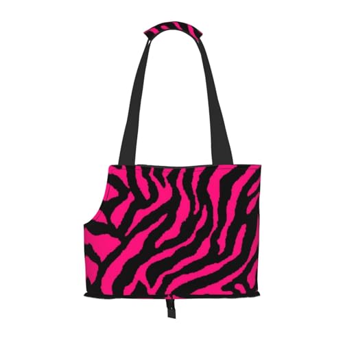 Zebra Tiger Leopard Pink Printed Pet Portable Foldable Shoulder Bag Ideal Choice For Small Pet Travel von JONGYA