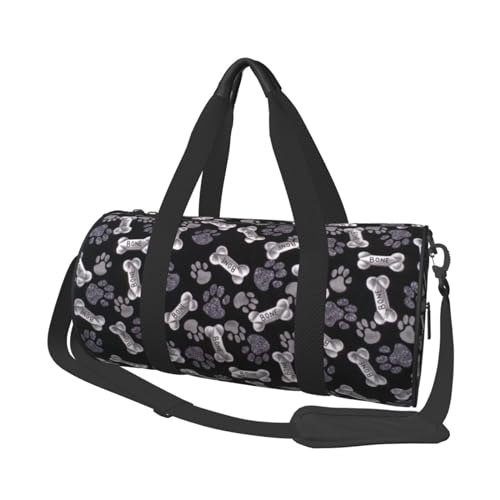 Zylindrische Freizeit-Gepäcktasche mit Pfotenabdruck; leicht, langlebig und einfach zu tragen von JONGYA