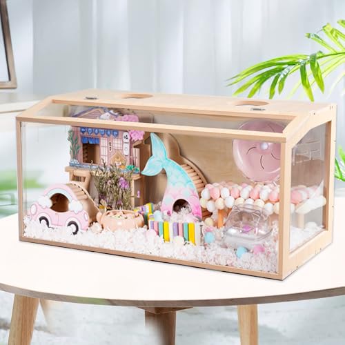80 cm großer Hamsterkäfig aus Holz, großer Lebensraum, oben zu öffnen, transparentes Acryl für Innenansicht, belüftet, leicht zu reinigen, für Syrischer Hamster, Zwerghamster, Rennmäuse, andere kleine 80 cm großer Hamsterkäfig aus Holz, großer Lebensraum, oben zu öffnen, transparentes Acryl für Innenansicht, belüftet, leicht zu reinigen, für Syrischer Hamster, Zwerghamster, Rennmäuse, andere kleine von JONS NTY