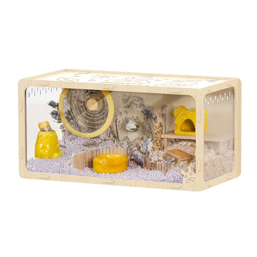 80 cm großer Hamsterkäfig aus Holz, großer Lebensraum, oben zu öffnen, transparentes Acryl für Innenansicht, belüftet, leicht zu reinigen, für Syrischer Hamster, Zwerghamster, Rennmäuse, andere kleine 80 cm großer Hamsterkäfig aus Holz, großer Lebensraum, oben zu öffnen, transparentes Acryl für Innenansicht, belüftet, leicht zu reinigen, für Syrischer Hamster, Zwerghamster, Rennmäuse, andere kleine von JONS NTY