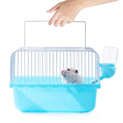 Kleiner Hamster Tragbarer Reisekäfig, Handkäfig, atmungsaktiv, leicht zu reinigen und zu tragen, für kurze Reise und Besuch in der Haustierklinik, für kleine Hamster, Blau Kleiner Hamster Tragbarer Reisekäfig, Handkäfig, atmungsaktiv, leicht zu reinigen und zu tragen, für kurze Reise und Besuch in der Haustierklinik, für kleine Hamster, Blau von JONS NTY
