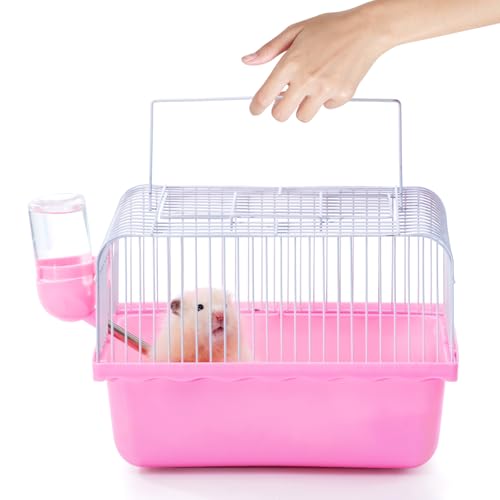 Kleiner Hamster Tragbarer Reisekäfig, Handkäfig, atmungsaktiv, leicht zu reinigen und zu tragen, für kurze Reise und Besuch in der Haustierklinik, für kleine Hamster, Rosa Kleiner Hamster Tragbarer Reisekäfig, Handkäfig, atmungsaktiv, leicht zu reinigen und zu tragen, für kurze Reise und Besuch in der Haustierklinik, für kleine Hamster, Rosa von JONS NTY
