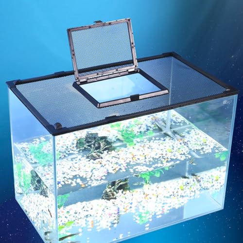 Magnetische Abdeckung für Aquarien, mit kleinem Fenster, Dunkelgrau mit Futterfenster, 100 x 50 cm von JOOFAN