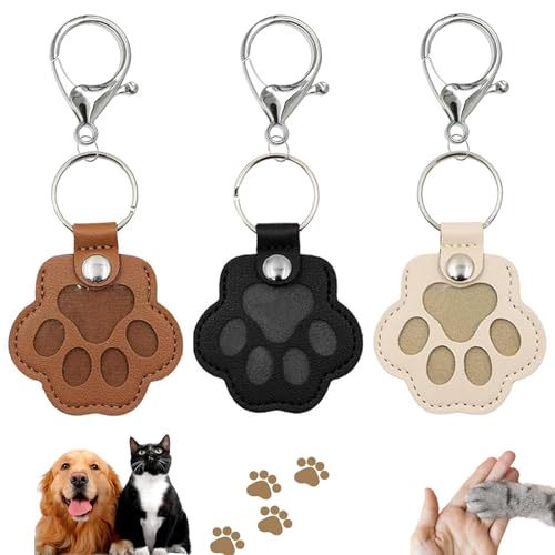 JOOTUEPO Personalisierte Aufbewahrungsbox für Tierhaare für Hunde, Tierhaar -Aufbewahrungstasche, Schlüsselanhänger für Tierhaare, Pfotenabdruck - Schlüsselanhänger mit Druckknopf, für Katzenliebhaber von JOOTUEPO