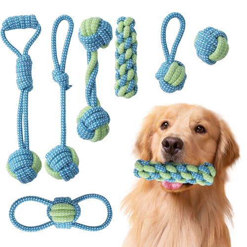 7 Stück Welpen-Seilspielzeug, Hundespielzeug für kleine Hunde, Zugseil, Welpen-Beißseil für Zahnreinigung und Kauen, hält den Hund vor Langeweile, verschiedene Baumwollseil-Spielzeuge 7 Stück Welpen-Seilspielzeug, Hundespielzeug für kleine Hunde, Zugseil, Welpen-Beißseil für Zahnreinigung und Kauen, hält den Hund vor Langeweile, verschiedene Baumwollseil-Spielzeuge von JOPOY