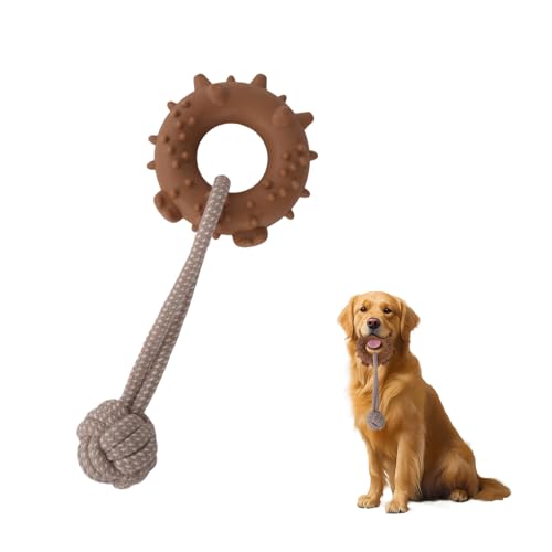 JOPOY Hundespielzeug für mittelgroße und kleine Hunde, interaktives Welpenspielzeug, Tauziehen, Seil, Seil, Zerren, Outdoor-Hundespielzeug, 1 Knoten, Welpen, Zahnen, Kauen, Baumwolle mit PVC-Donut von JOPOY