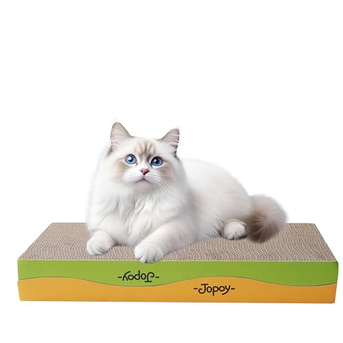 Katzenkratzbrett, Wellpappe Katzenkratzer für Indoor Katzen mit Katzenminze, Katzenkratzpad mit Premium Kratzstrukturen Design, Karton Katzenkratzer mit Doppelseitiger Benutzerfreundlichkeit von JOPOY