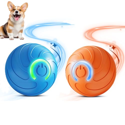 Interaktiver Hundeball, elektrisches Spielzeug, Hundeball, automatisches Rollen mit LED-Licht, USB-Aufladung, springender Ball, Hundespielzeug mit intelligenter Weckfunktion für Langeweile, Welpen, von JOPWUE