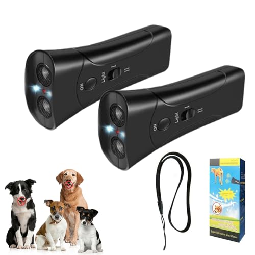 JOPWUE Anti-Bell-Gerät für Hunde, Ultraschall-Bellkontrolle, wiederaufladbar, 2-in-1-Hundeschreck mit HD-Display und LED-Taschenlampe, effektiv für kleine, mittelgroße und große Hunde (schwarz, 2 von JOPWUE