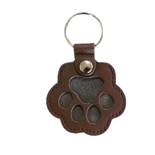 JOPWUE Hundehaar-Sammler-Schlüsselanhänger, personalisierbar, Tierhaare, Aufbewahrungstasche, Pelz, Gedenk-Schlüsselanhänger für Haustiere, Hunde- und Katzenpfotenform, Leder-Schlüsselanhänger (Kaffee von JOPWUE