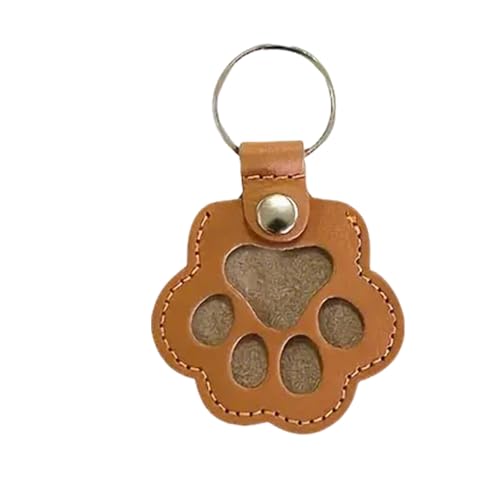 JOPWUE Hundehaar-Sammler-Schlüsselanhänger, personalisierbar, Tierhaare, Aufbewahrungstasche, Pelz, Gedenk-Schlüsselanhänger für Haustiere, Hunde- und Katzenpfotenform, Leder-Schlüsselanhänger (braun) von JOPWUE