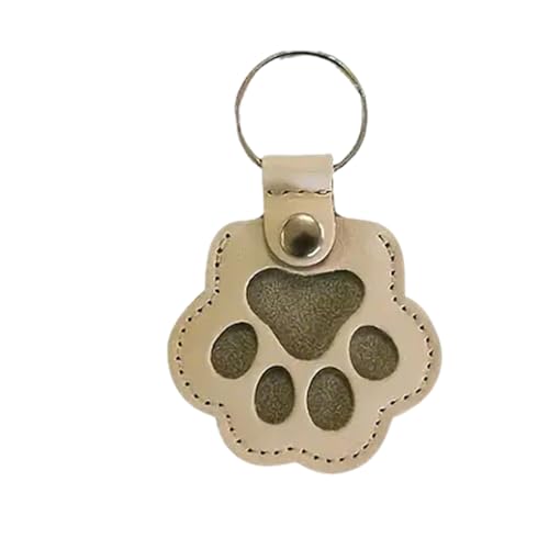 JOPWUE Hundehaar-Sammler-Schlüsselanhänger, personalisierbar, Tierhaare, Aufbewahrungstasche, Pelz, Gedenk-Schlüsselanhänger für Haustiere, Hunde- und Katzenpfotenform, Leder-Schlüsselanhänger (weiß) von JOPWUE