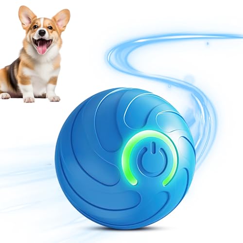 JOPWUE Interaktiver Hundeball, elektrischer Spielzeug, Hundeball, automatisches Rollen mit LED-Licht, USB-Aufladung, Springspielzeug mit intelligenter Aufwachfunktion für Langeweile, Welpen, Katzen, von JOPWUE