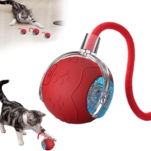JOPWUE Interaktives Katzen- und Hundeballspielzeug, USB wiederaufladbar, selbstbewegender Smart Ball mit 360° Rollen & Schwanz, 3 Spielmodi für Jagdinstinkte, Automatisches elektrisches Spielzeug für von JOPWUE